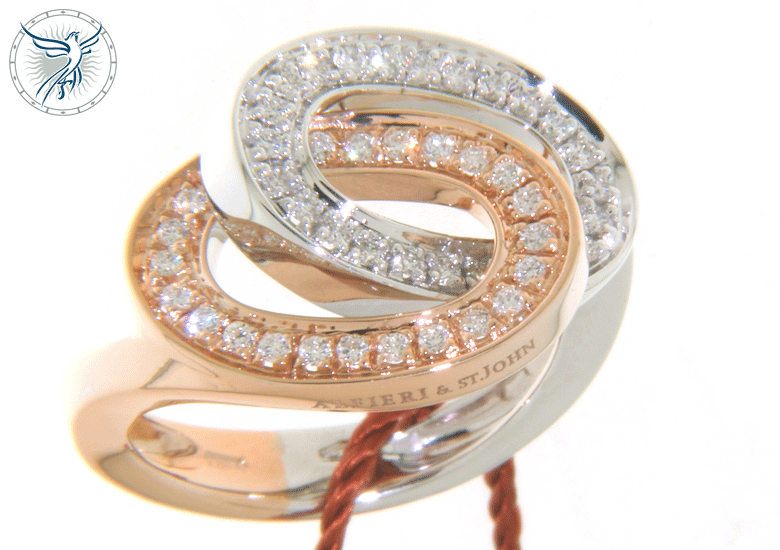 Alfieri Anello in oro bianco e oro rosa con diamanti 2546a10