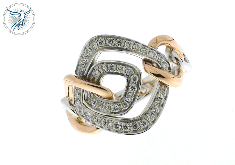 Chimento Anello oro bianco e oro rosa con diamanti 1A06510BB7140