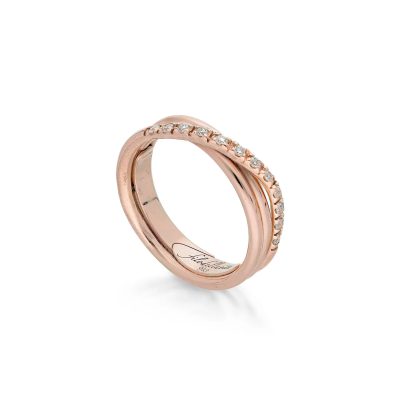 FILODELLAVITA Classic 3 fili in oro rosa 9 kt e 12 diamanti bianchi AN8RBT - Gioielleria Parravicini Varese