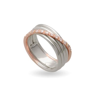 FILODELLAVITA Classic 5 fili in oro rosa 9 kt, argento 925 e diamanti bianchi AN05ARBT - Gioielleria Parravicini Varese