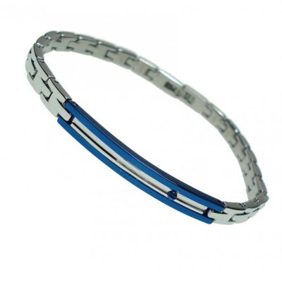 ZANCAN HiTekh bracciale acciaio con piastrina blu EHB219 - Gioielleria Parravicini Varese