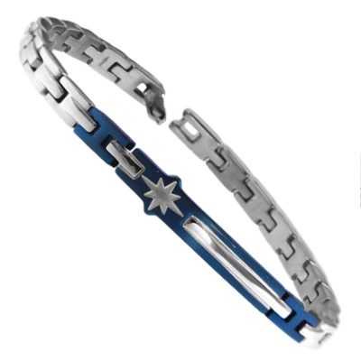 ZANCAN HiTekh bracciale acciaio con rosa dei venti e targa blu EHB227 - Gioielleria Parravicini Varese