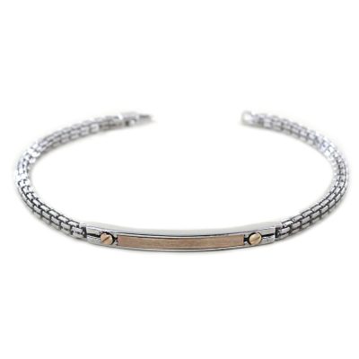 ZANCAN Alpha bracciale argento con targhetta e oro rosa ESB302R - Gioielleria Parravicini Varese