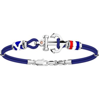 ZANCAN Regata bracciale in kevlar avio con ancora in argento e bandiere nautiche EXB621R-BL - Gioielleria Parravicini Varese