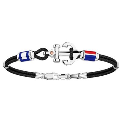 ZANCAN Regata bracciale in kevlar avio con ancora in argento e bandiere nautiche EXB621R-NE - Gioielleria Parravicini Varese