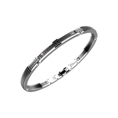 ZANCAN HiTeck bracciale acciaio e pietre nere EHB165 - Gioielleria Parravicini Varese