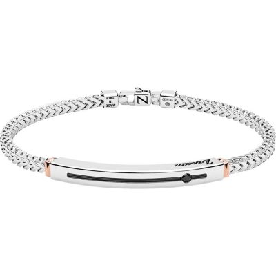 ZANCAN Alpha bracciale argento con targhetta e oro rosa ESB298R - Gioielleria Parravicini Varese