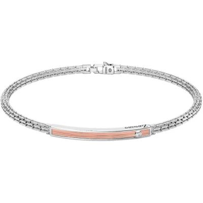 ZANCAN Alpha bracciale argento con targhetta in oro rosa ESB299R - Gioielleria Parravicini Varese