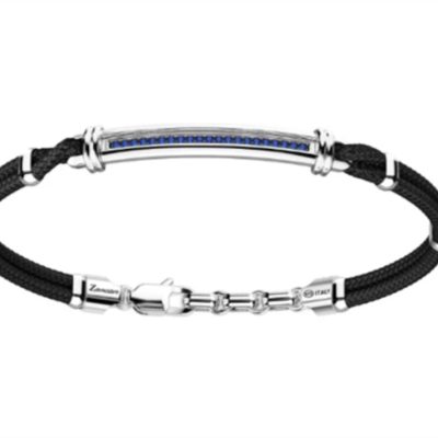ZANCAN Robikevlar bracciale kevlar argento con targa e spinelli blu ESB307-BL - Gioielleria Parravicini Varese