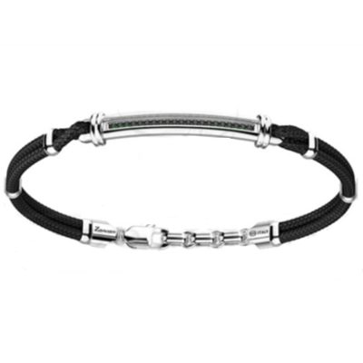 ZANCAN Robikevlar bracciale kevlar argento con targa e spinelli neri ESB307-NE - Gioielleria Parravicini Varese