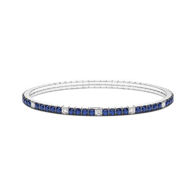 ZANCAN Tennis bracciale elastico argento con zirconi bianchi e blu ESB332-180 - Gioielleria Parravicini Varese