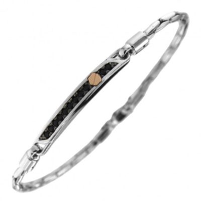 ZANCAN Alpha bracciale argento con spinelli neri e vite in oro ESB355R - Gioielleria Parravicini Varese