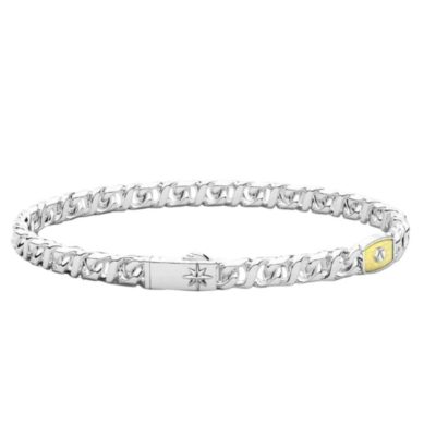 ZANCAN Alpha bracciale argento con targhetta stondata in oro ESB405G - Gioielleria Parravicini Varese