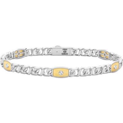 ZANCAN Alpha bracciale argento con targhette stondate in oro ESB407G - Gioielleria Parravicini Varese