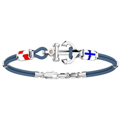 ZANCAN Regata bracciale in kevlar avio con ancora in argento e bandiere nautiche EXB621R-AV - Gioielleria Parravicini Varese