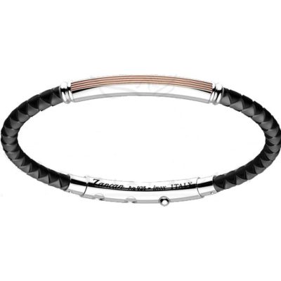 ZANCAN Kevlar bracciale caucciù intrecciato argento e oro rosa EXB921R-NE - Gioielleria Parravicini Varese
