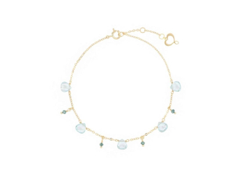 Bracciale Maman et Sophie Gocce di Energia in oro 18kt con topazio azzurro e diamanti verdi