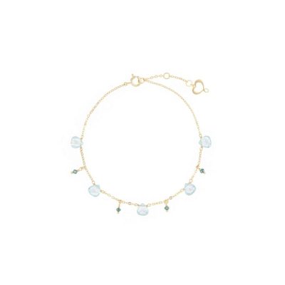 Bracciale Maman et Sophie Gocce di Energia in oro 18kt con topazio azzurro e diamanti verdi