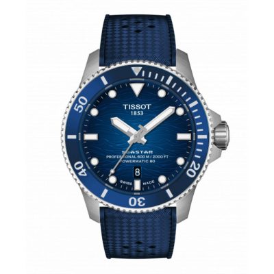Tissot Seastar 1000 Powermatic 80 44mm quadrante blu sfumato cinturino caucciu blu