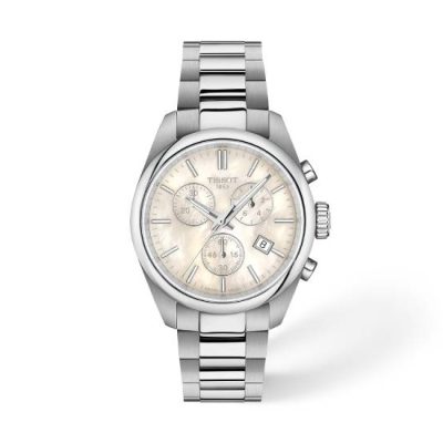 Tissot PR100 crono quarzo 36mm quadrante madreperla bracciale acciaio donna