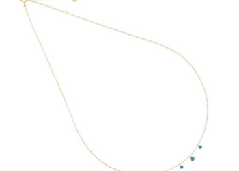 Girocollo Maman et Sophie Diamante Nudo in oro 18kt con tre diamanti blu 0.05 ct