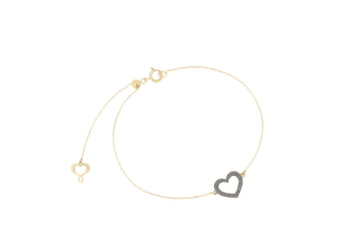 Maman et Sophie Polvere bracciale cuore traforato in oro 18kt con polvere di diamanti cromo