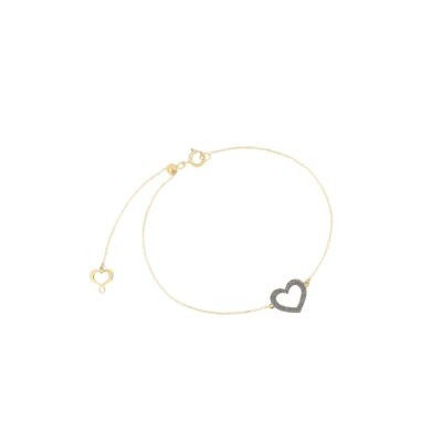 Maman et Sophie Polvere bracciale cuore traforato in oro 18kt con polvere di diamanti cromo