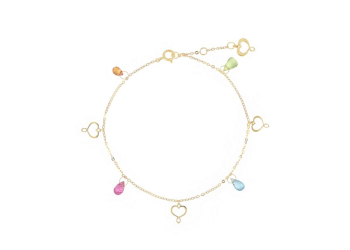 Bracciale Maman et Sophie Gocce di Energia in oro 18kt con gocce multicolore e cuori