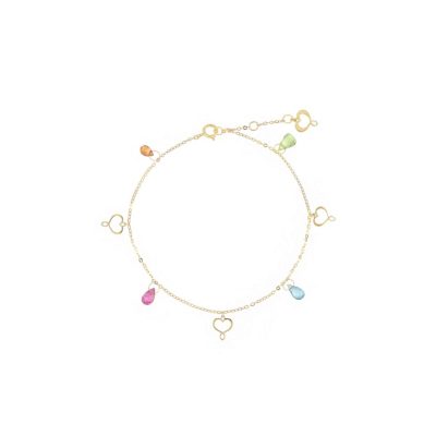 Bracciale Maman et Sophie Gocce di Energia in oro 18kt con gocce multicolore e cuori
