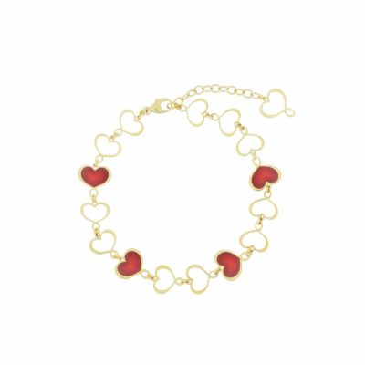 Maman et Sophie Maman bracciale in argento 925 dorato con smalto bordeaux