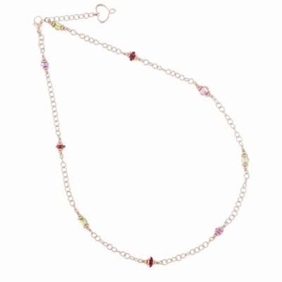 Girocollo Maman et Sophie Pietre in argento placcato oro rosa con pietre
