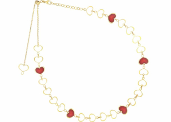 Maman et Sophie Maman girocollo in argento 925 dorato con smalto bordeaux