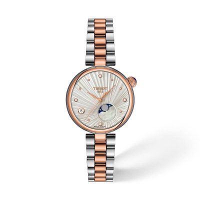 Tissot Désir Moonphase quarzo 29,6mm quadrante bicolore con fase lunare bracciale acciaio e pvd rosa donna