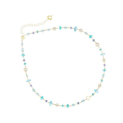 Maman et Sophie Nuvole girocollo in oro giallo 18kt con pietre azzurre